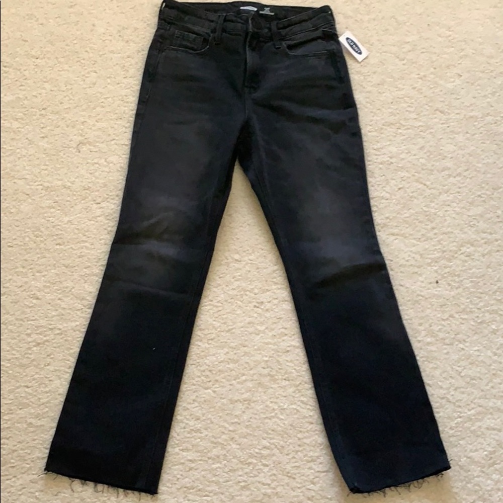 Black slightly distressed, Flare jeans